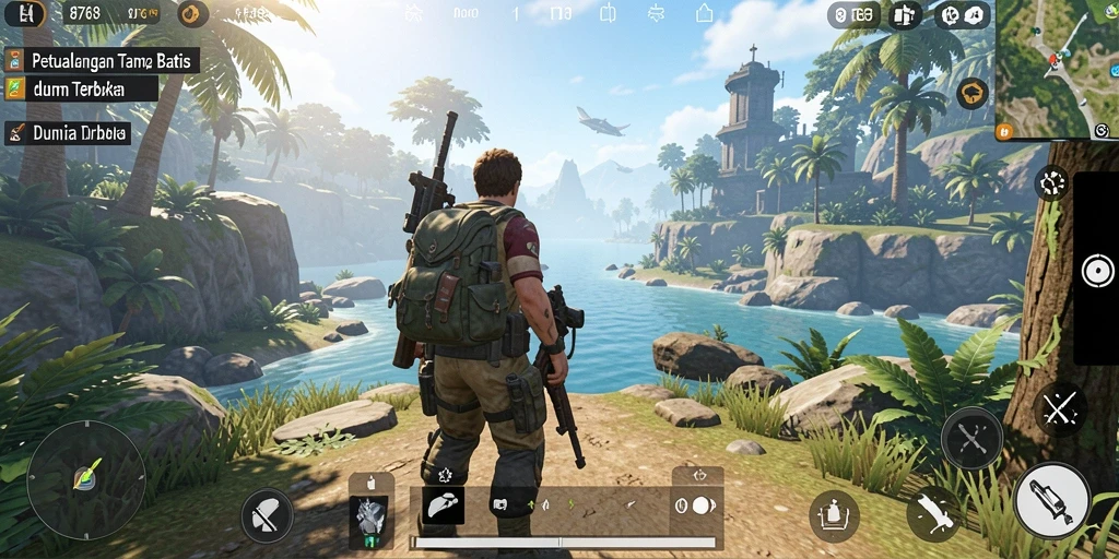 Gameplay 8768 yang menampilkan petualangan dalam dunia terbuka yang luas.