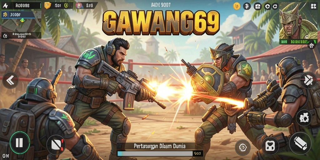 Gameplay GAWANG69 dengan aksi Battle Royale yang seru.
