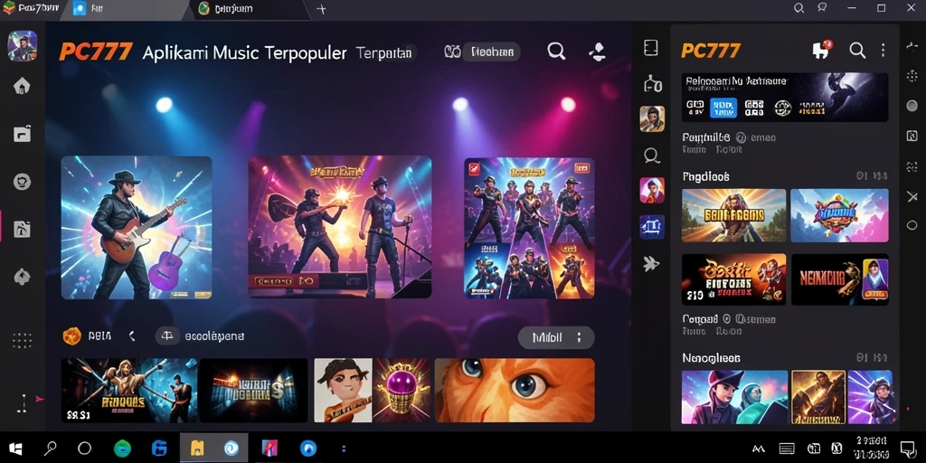 Screenshot gameplay PC777 yang menampilkan interaksi dengan musik.