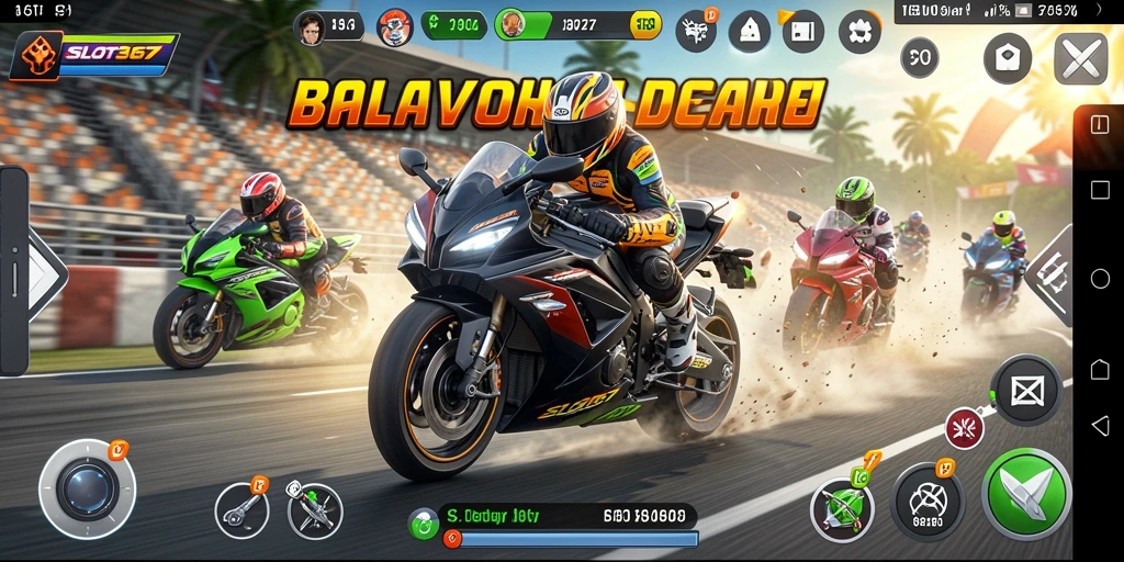 Screenshot utama SLOT367 menampilkan aksi balapan motor yang mendebarkan.